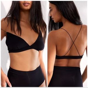 NEW FREE PEOPLE The Essential Triangle Bra Size Large in Black Bralette